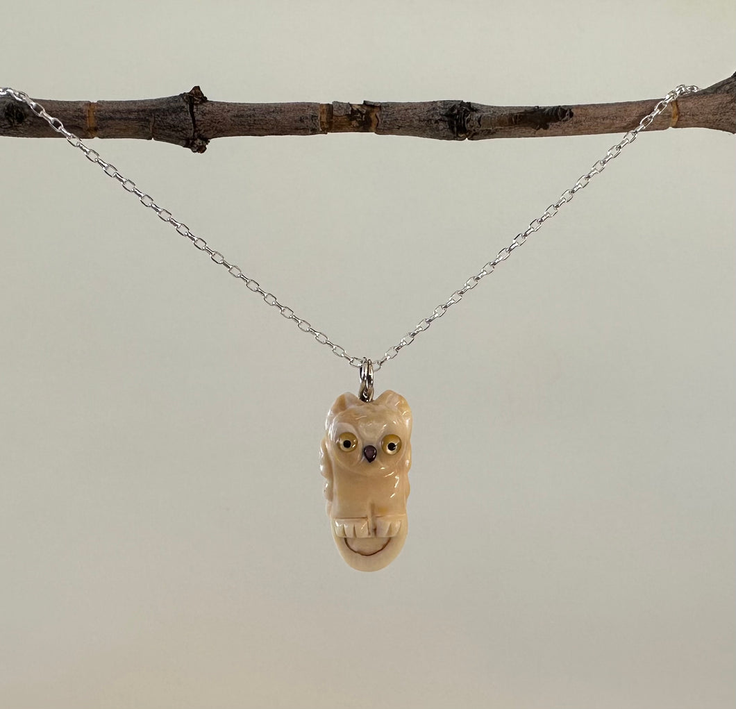 Bright Eyed Horn Owl Pendant